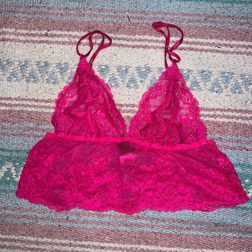 La Senza hot pink long line lace bralette